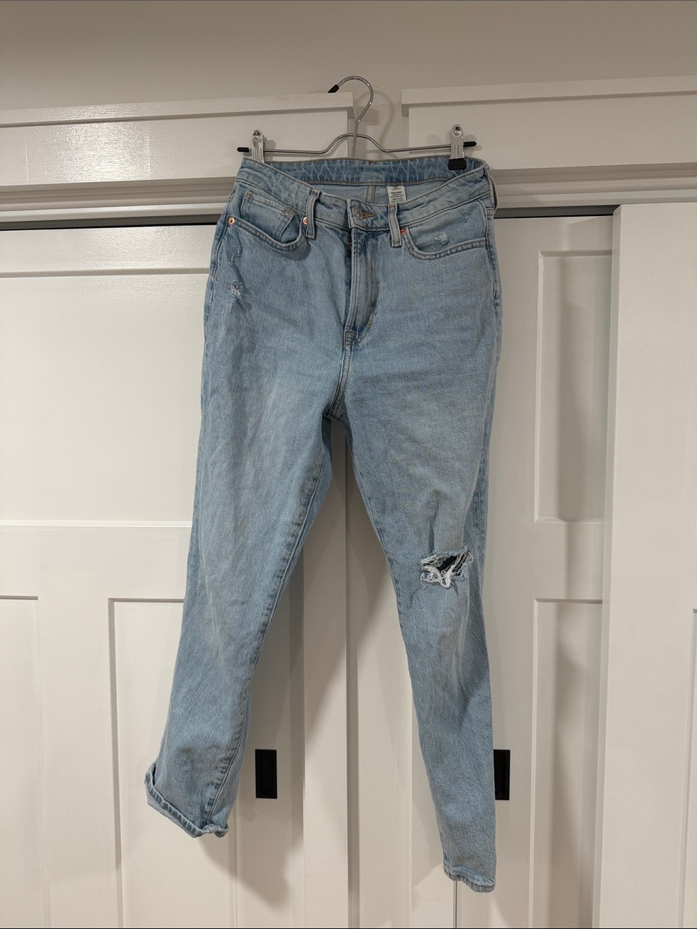 H&M Light Blue Straight-Leg High-Rise Jeans